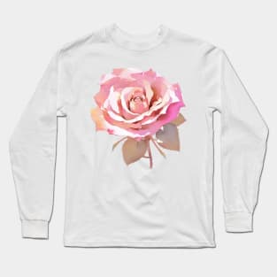 Romantic Blush Pink Isolated Abstract Rose Watercolor Flower Painting Long Sleeve T-Shirt